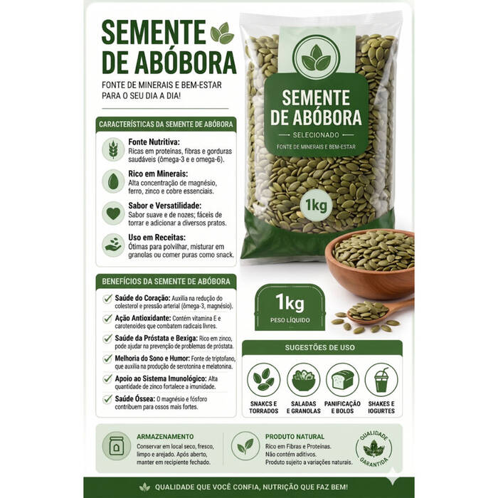 Semente De Abóbora Crua Sem Casca — Doutor Vida Natural