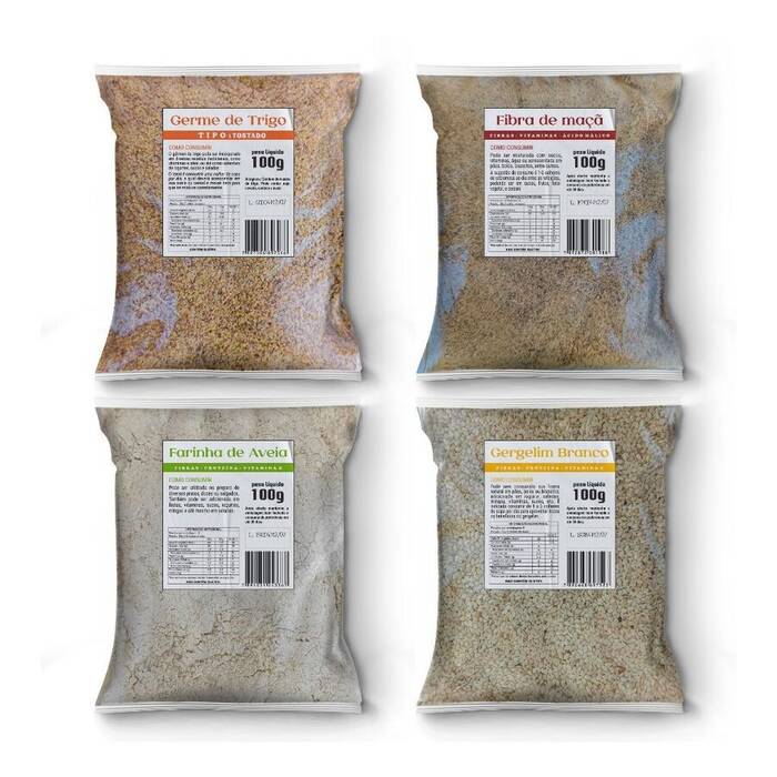 Germe de trigo / Fibra de maçã / Farinha de aveia / Gergelim 100g — Doutor Vida Natural
