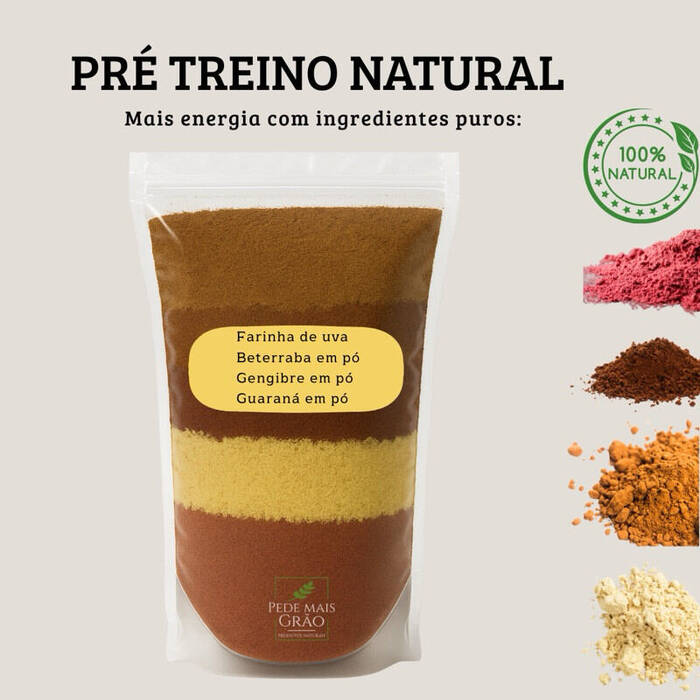 Mix Energético Natural em Pó Guaraná, Gengibre, Beterraba e Uva Vegano 500g