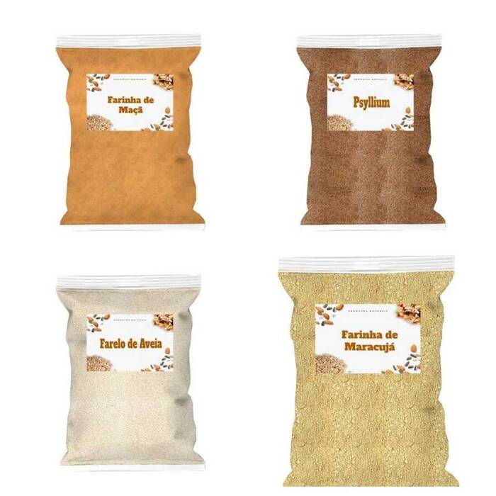 Kit Psyllium, Fibra de Maçã, Farinha de Maracujá e Farelo de Aveia