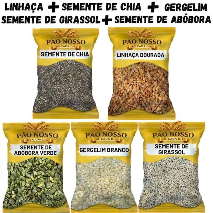 Combo Semente de Chia Girassol Linhaça Abóbora e Gergelim Branco 250GR DE CADA — Doutor Vida Natural