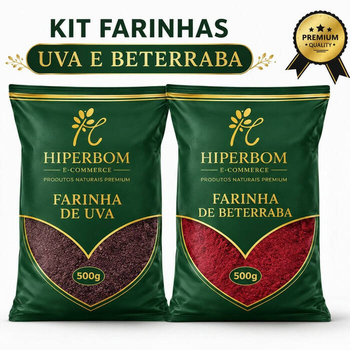 Kit Farinha de Beterraba Pura + Farinha de Uva Pura Kit Energético Natural