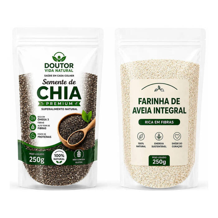 Kit Natural Sementes De Chia Mais Farinha De Aveia Integral